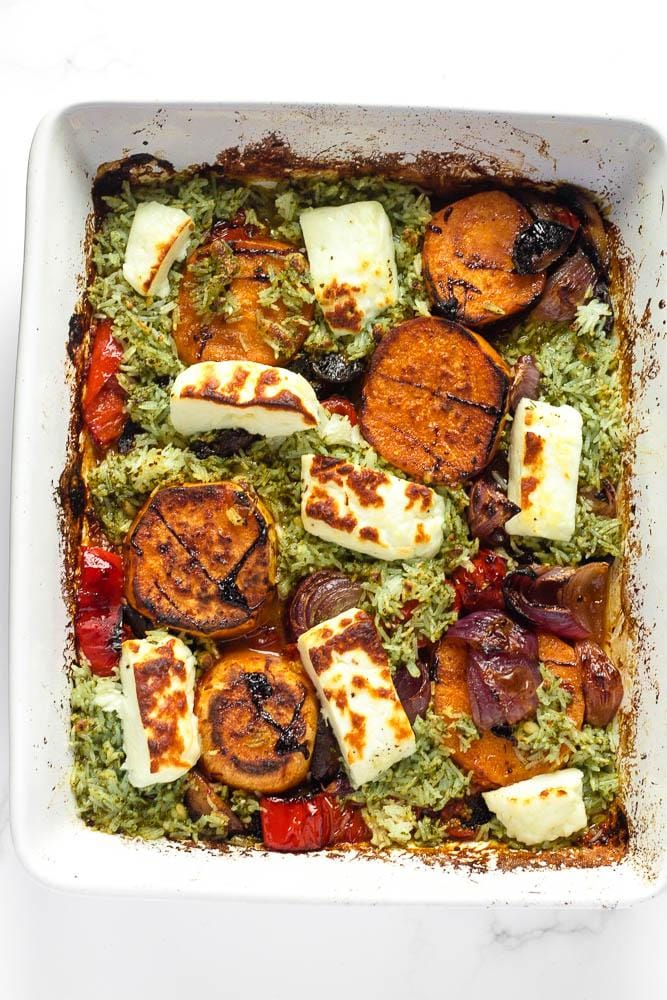 Halloumi & Pesto Traybake